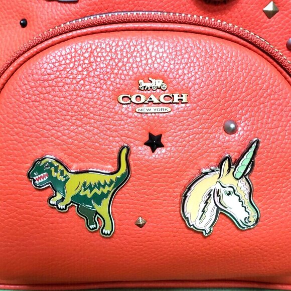 COACH CARRIE BACKPACK 23 W/SOUVENIR 7 PIN CUSTOMIZATION:NWT MANGO 1-OF-A-KIND - Picture 7 of 14